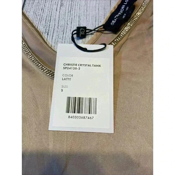 Generation Love Women's Christie Crystal Tank Small Latte Sleeveless Embellished - Picture 8 of 12